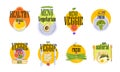 Vector stock set of modern labels. Vegetarian and healthy concepts.